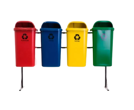 CONJUNTO PARA COLETA SELETIVA DE 50L COM 04 LIXEIRAS